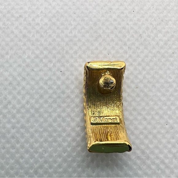 Monet Vintage Gold Tone Textured Post Earrings - Picture 2 of 5